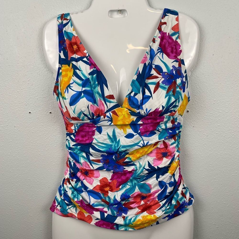 NWT Bleu Rod Beattie Floral Tankini Swim Top Size 6
